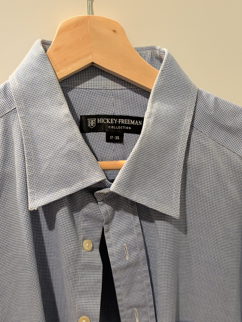 Hickey Freeman Men's Light Blue Microcheck Dress Shirt